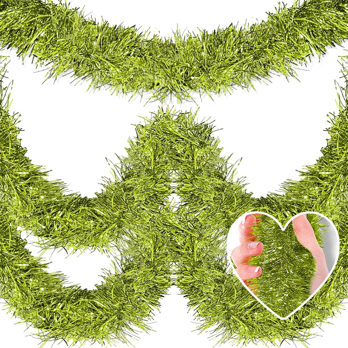 25 Feet Metallic Twist Tinsel Garland - Wall Hanging Backdrop for Parade Floats, Christmas Eve, New