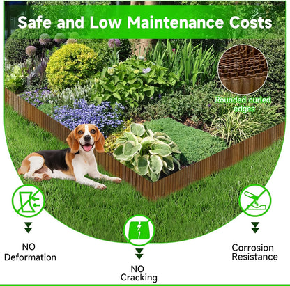 Corrugated Garden Edging,10"×20Ft Pre-Rusted Landscape Edging & Lawn Edging Border,Metal Garden