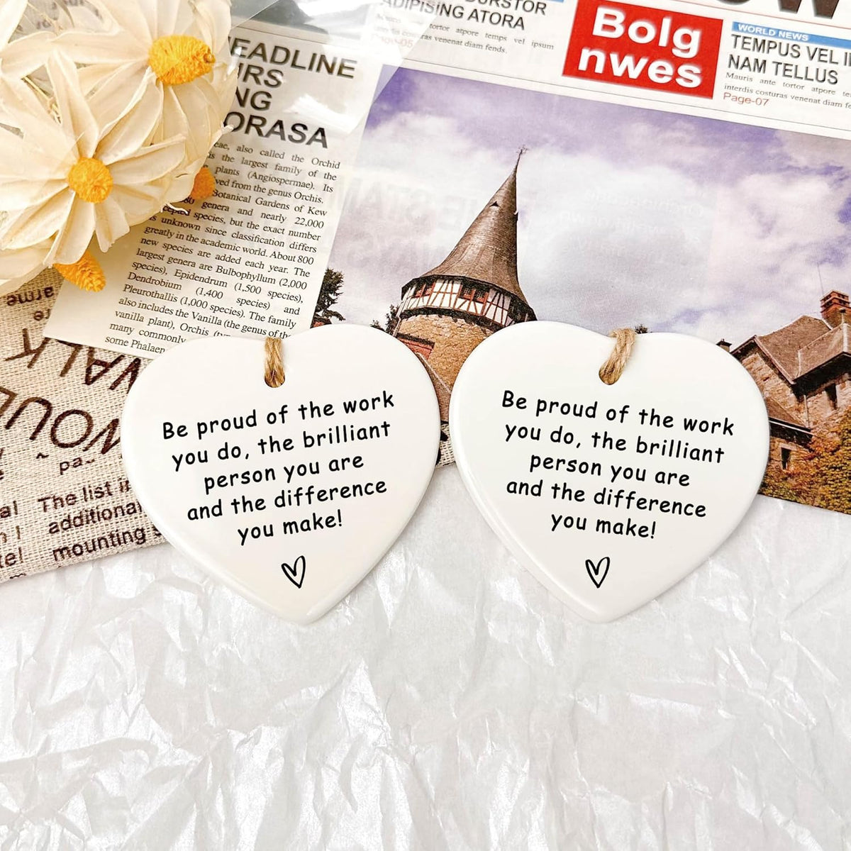 Thank You Ceramic Heart Ornament - Leaving, New Job, Coworker, Retirement Goodbye Farewell Gift