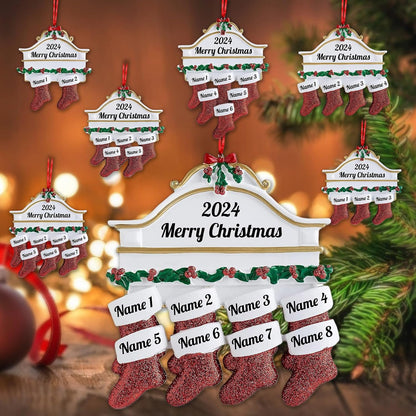 Personalized Christmas Ornaments Family of 2,3,4,5,6,7,8 Custom Christmas Stocking Ornaments with