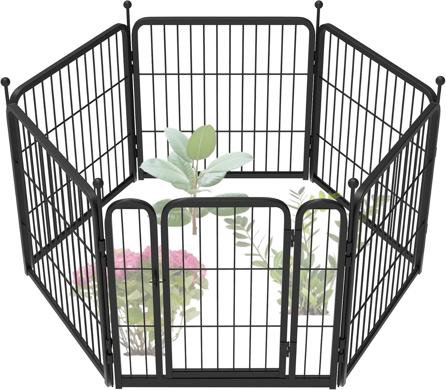 FXW Garden Fence 24in(H) x 11.1ft(L), 6 Panels Decorative Dog Fence Outdoor for The Yard – Heavy