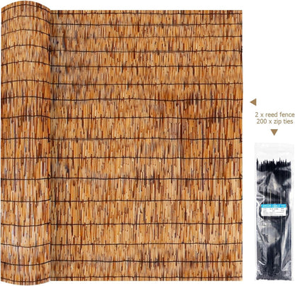 ZNCMRR Reed Fencing Rolls Natural Bamboo Fence Rolls 2 Pcs 4 Feet High Privacy Fence for Balcony
