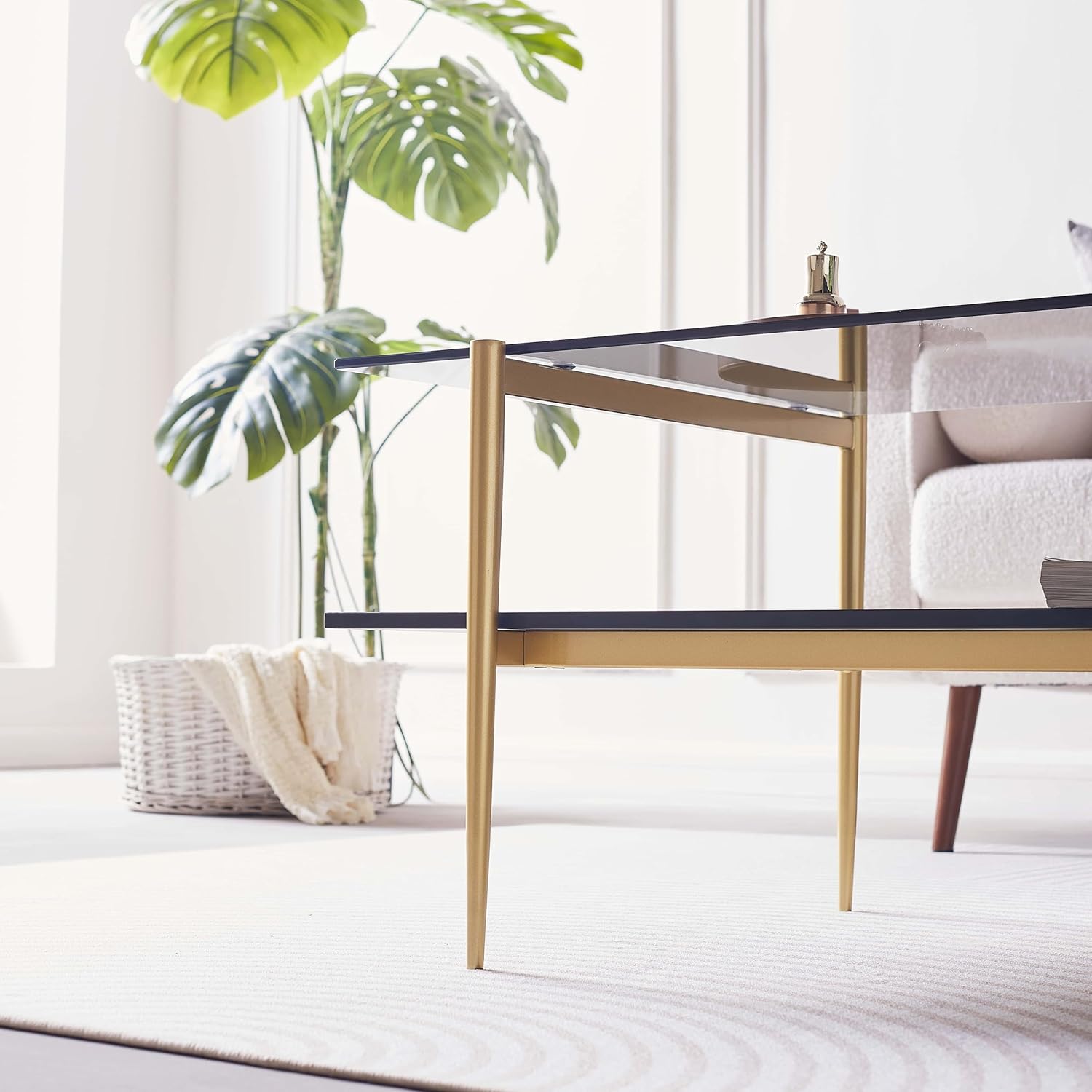 Rectangle Coffee Table for Living Room, Mid-Century Modern Design, L41 x W21 x H17, 2-Tier