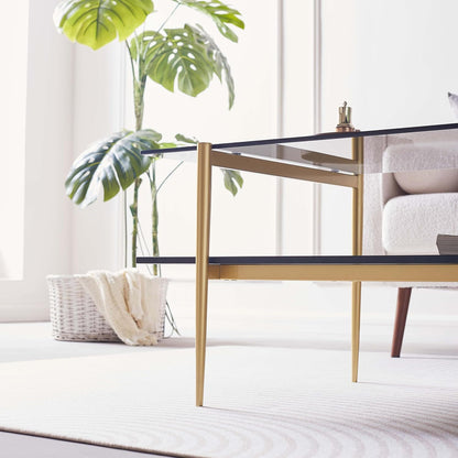 Rectangle Coffee Table for Living Room, Mid-Century Modern Design, L41 x W21 x H17, 2-Tier