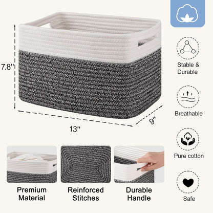 4 Pack Storage Baskets for Organizing, Woven Baskets for Shelves - Perfect for Toys, Books, Towels