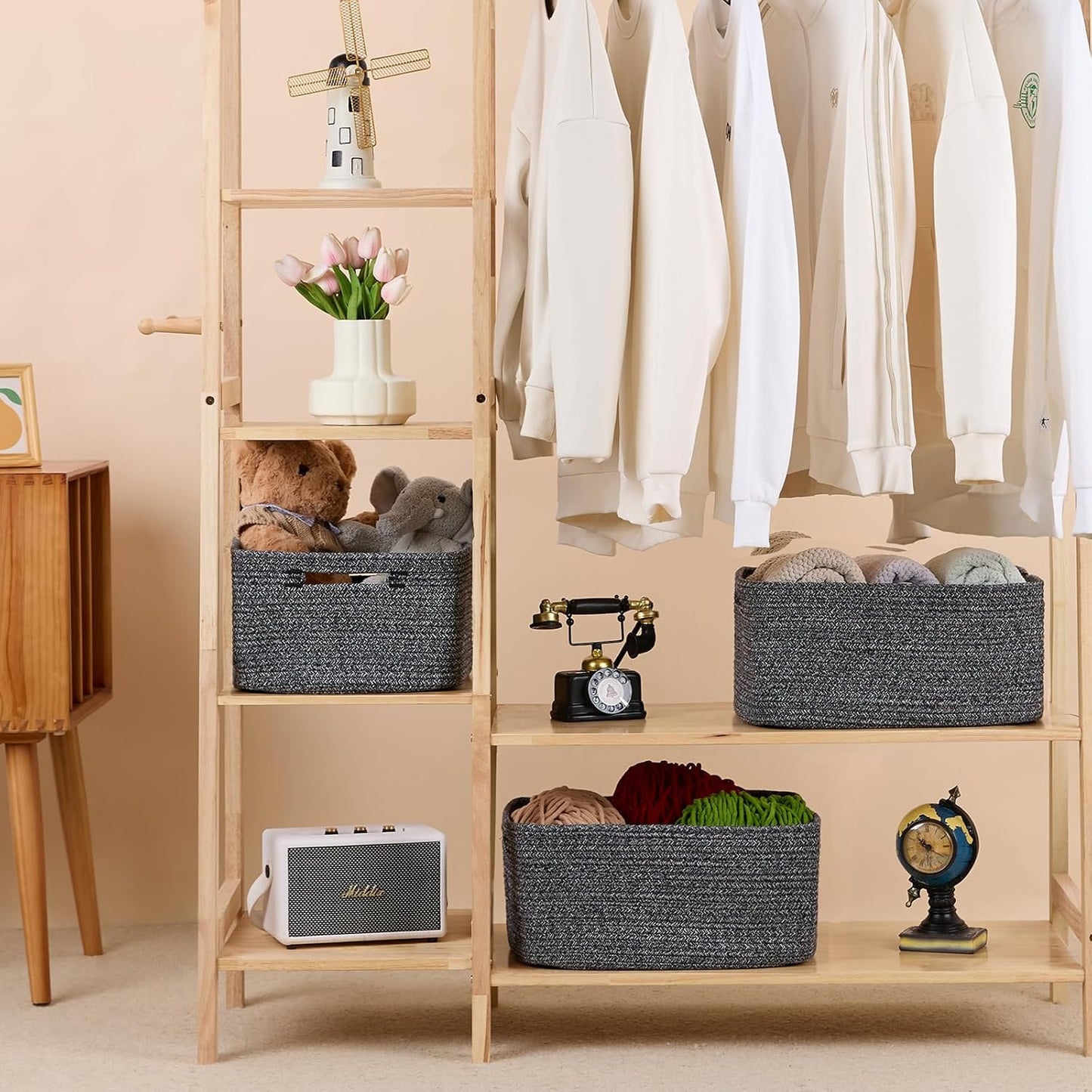 Large Storage Baskets for Shelves, Closet Organizers Bins for Clothes Blanket Towels, Baby Nursery