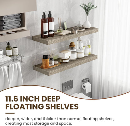 36 Inch Floating Shelves, 12 Inch Deep Floating Shelves for Wall, Floating Shelf with Invisible