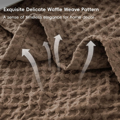 PHF Ultra Soft Waffle Weave Blanket Twin Size 66"x 90"- Washed Lightweight Breathable Cozy Woven