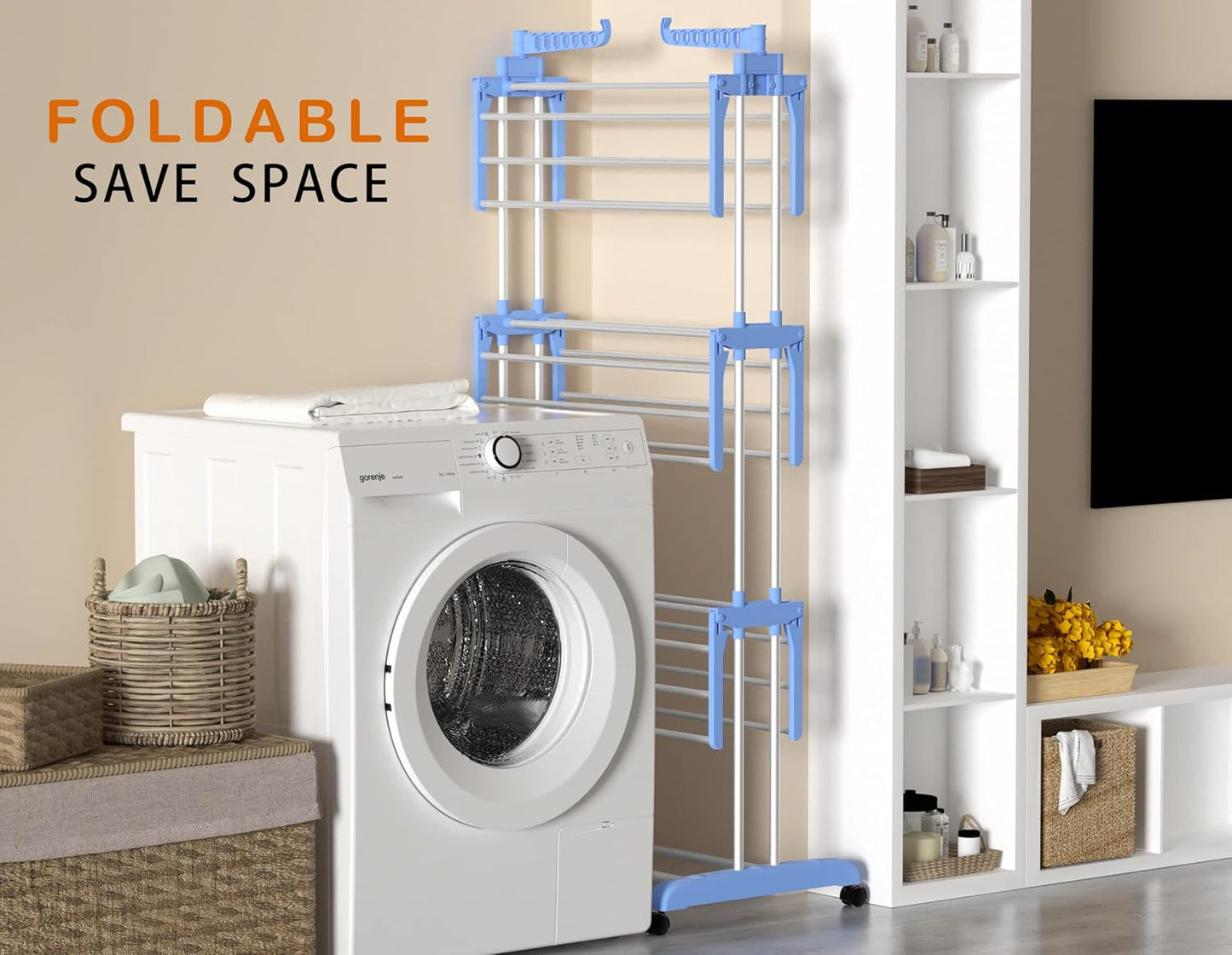 HOMIDEC Clothes Drying Rack, Large 4-Tier Foldable Drying Rack Clothing(67.7H x 19.7W x 30L