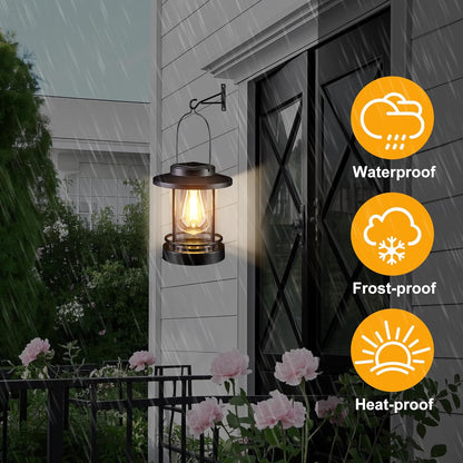 Hanging Solar Lanterns Outdoor Waterproof – 2 Pack Decorative Solar Lights for Outside, Patio