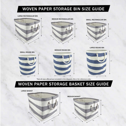 DII Durable Woven Striped Storage Bin Collapsible with Soft Rope Handles Reinforced with Metal