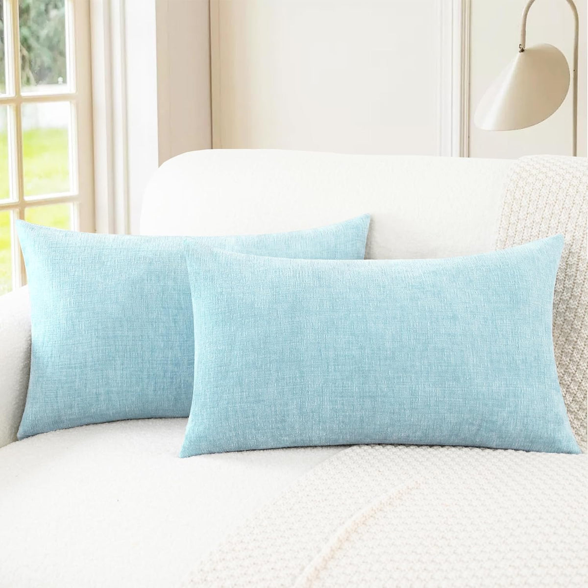 CaliTime Throw Pillow Covers Decorative 12 X 20 Inches Pack of 2 Cozy Chenille Cushion Cases for