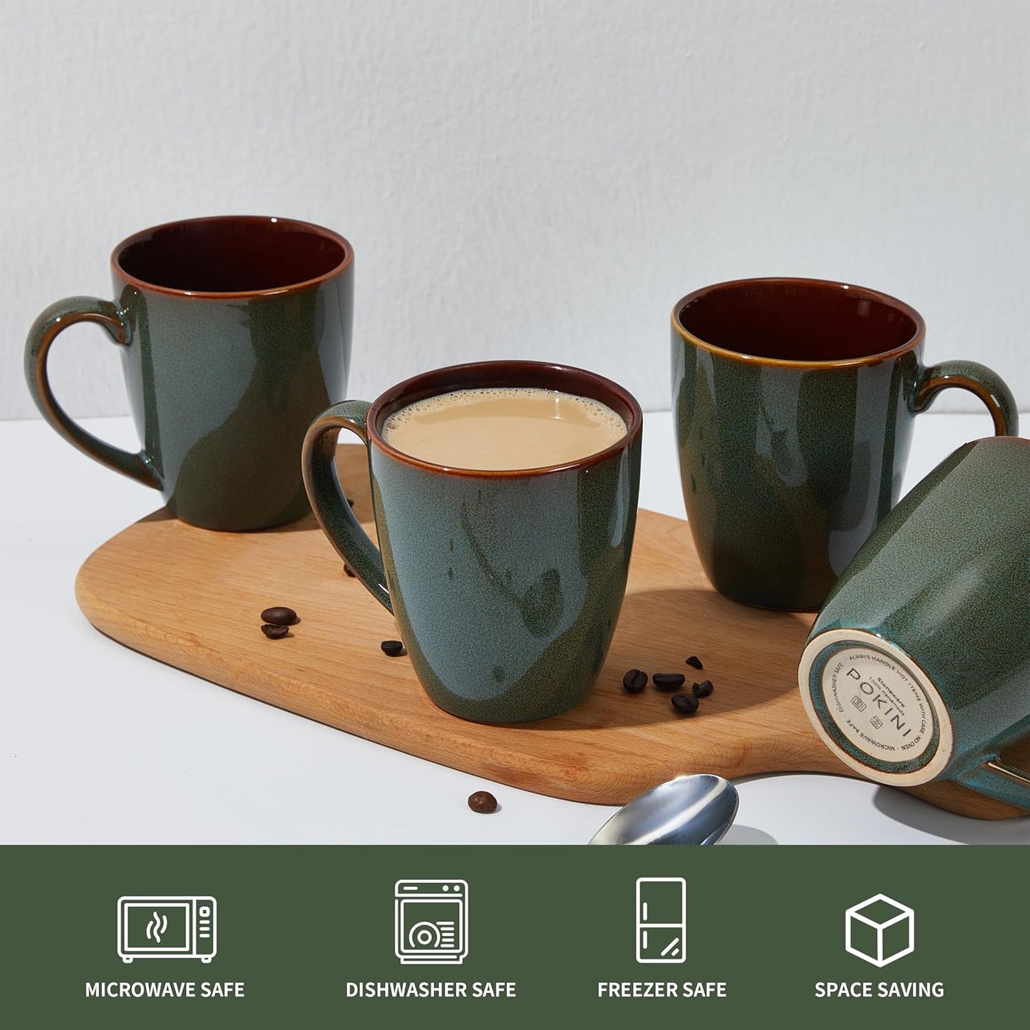 Coffee Mug 16 oz, Ceramic Coffee Mugs Set of 4, Reactive Glaze Mug for Latte/Tea/Cappuccino, Large