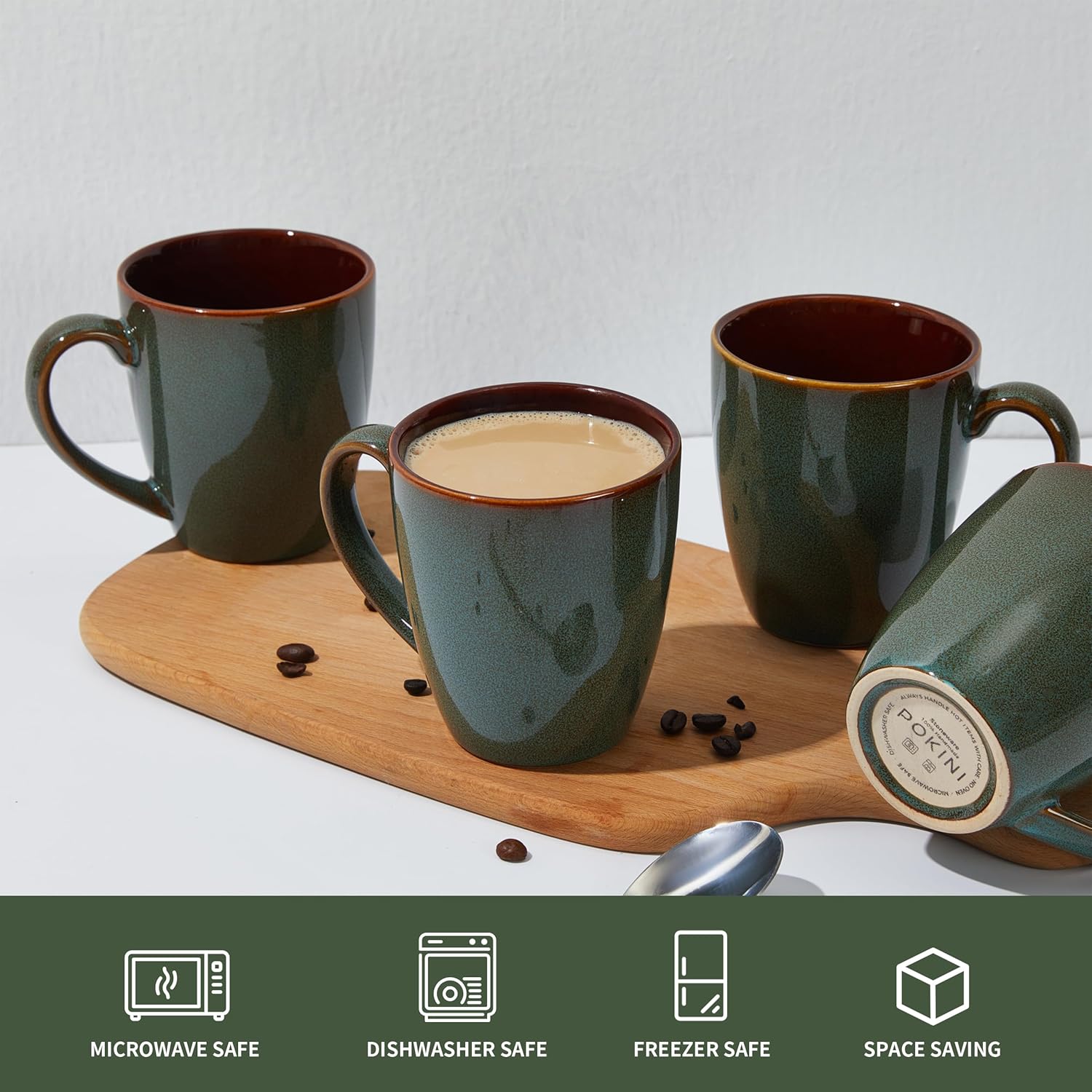 Coffee Mug 16 oz, Ceramic Coffee Mugs Set of 4, Reactive Glaze Mug for Latte/Tea/Cappuccino, Large