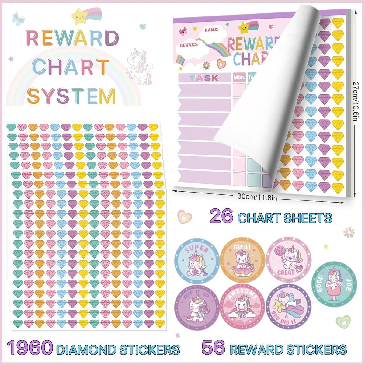 Reward Chart for Kids,Magnetic Behavior Chore Chart for Kids at Home,26 Little Hose Chore