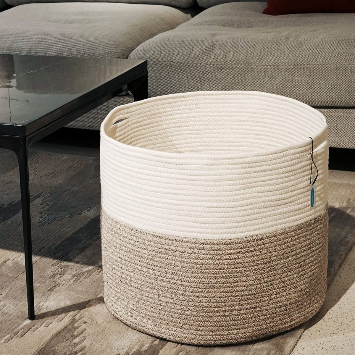 Casaphoria Large Cotton Rope Storage Baskets for Organizing with Built-in Handles,Tall Woven