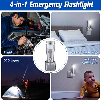 Enhon 4 Pack 4 in 1 LED Emergency Lights for Home Power Failure, Rechargeable Plug in Flashlight