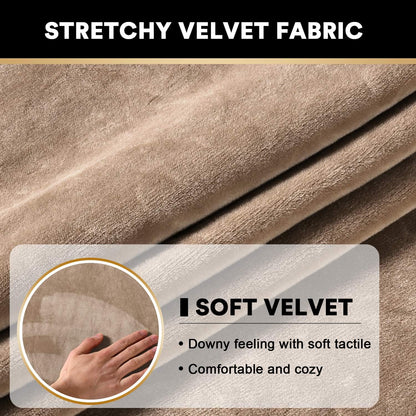 PrinceDeco Stretch Velvet Couch Cushion Cover,Soft Cushion Slipcover for Chair Cushion Furniture
