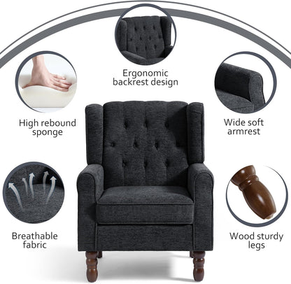 Lumibee High Back Accent Chair,Upholstered Wingback Armchair with Solid Wood Legs for Small