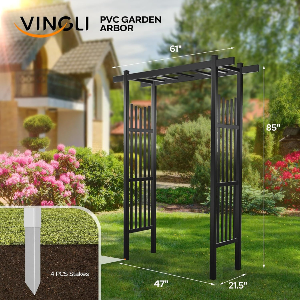 VINGLI Garden Arbor, PVC Wedding Arch for Ceremony Party, Garden Trellis for Climbing Plants
