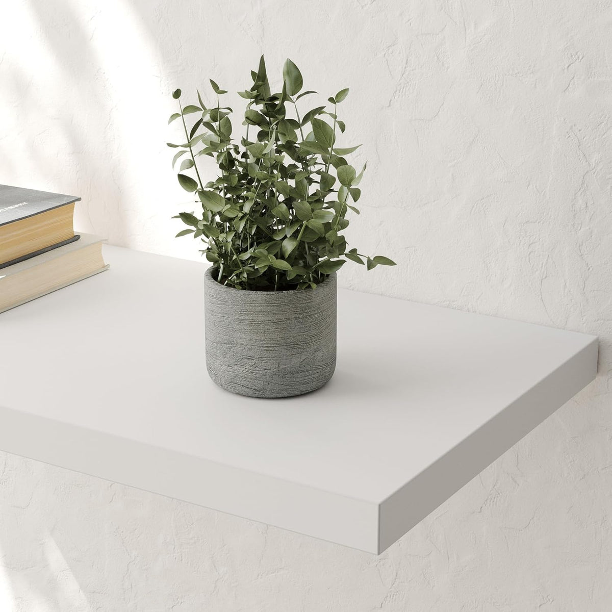 Wall Shelf Set of 2, White Floating Shelves 36 in W x 10 in D x 1 in H, Wooden Floating Wall Shelf