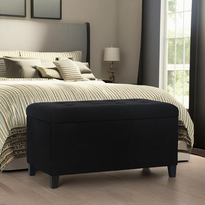 Asense Storage Ottoman Bench, Tufted Fabric Upholstered End of Bed Bench with Safety Hinge Wooden