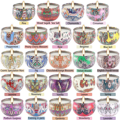 24 Pack Scented Candles Set for Home, Relaxing Stress Relief, Aromatherapy - Natural Soy Wax and