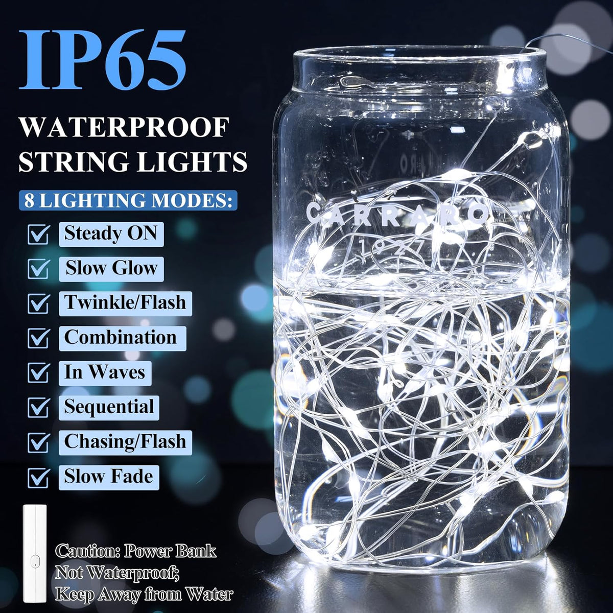 Lakumu LED String Lights Battery Operated, Rechargeable Fairy Lightswith Timer, Mini Twinkle Lights