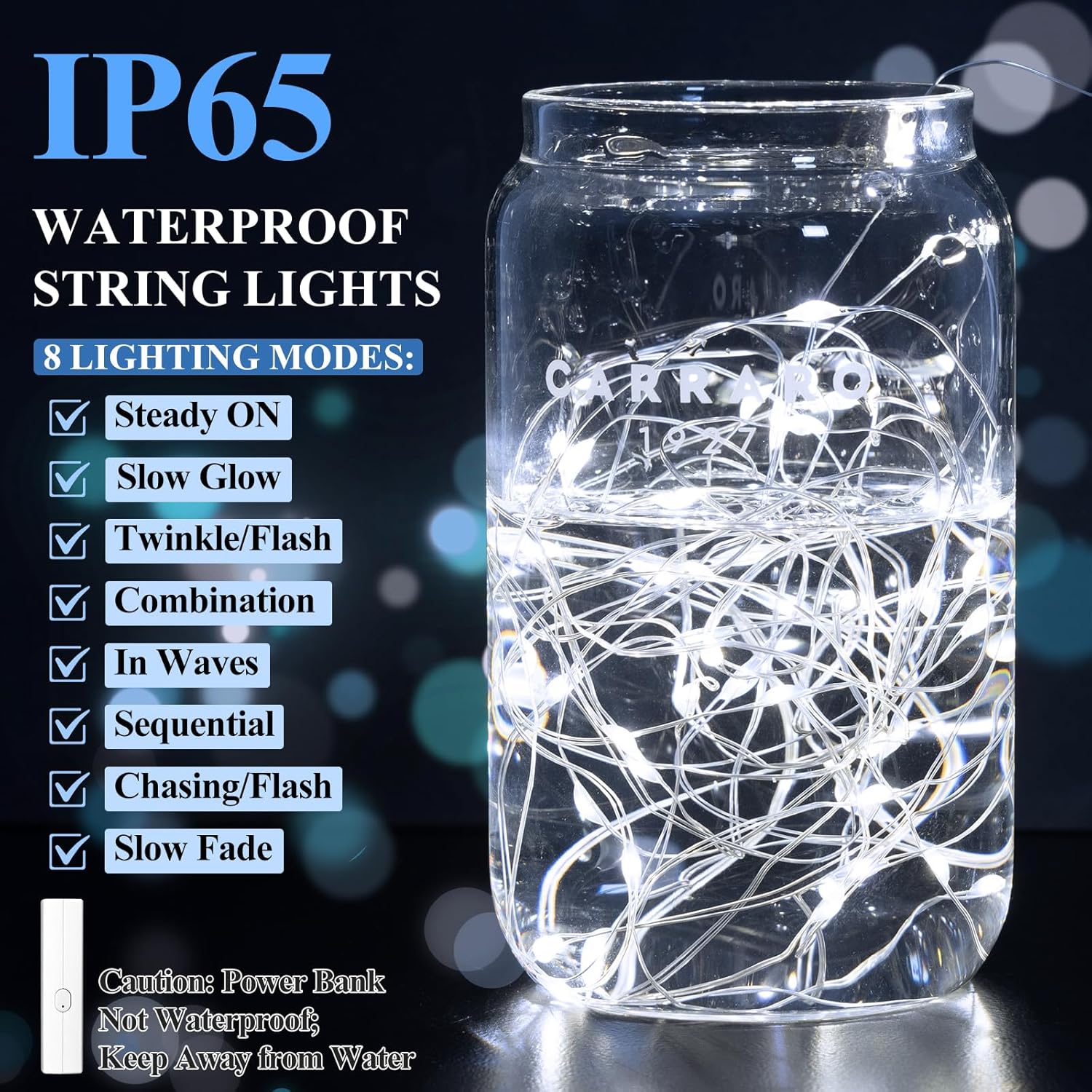 66FT(33 * 2) Rechargeable String Lights Battery Operated, Fairy Lights with Timer, Mini LED Twinkle