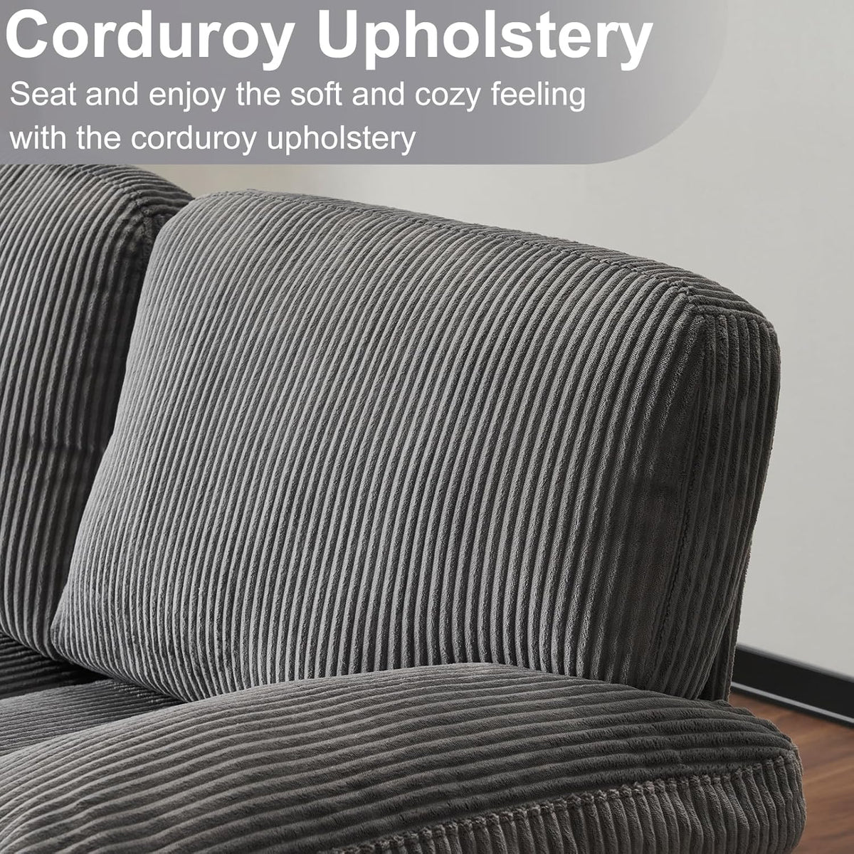 Karl home U-Shape Sectional Sofa Couch 111" Modern 4-Seat Sofa with Chaises Corduroy Fabric