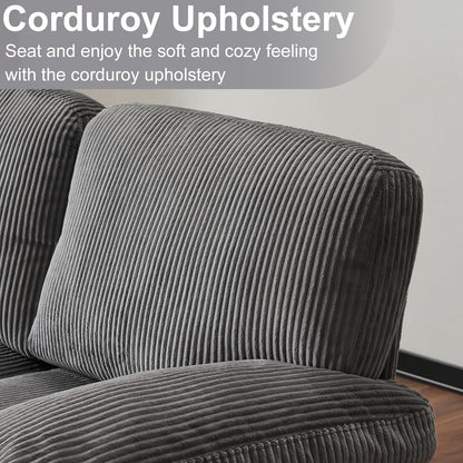 Karl home U-Shape Sectional Sofa Couch 111" Modern 4-Seat Sofa with Chaises Corduroy Fabric