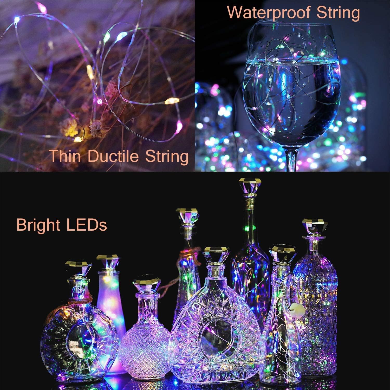 Solar Wine Bottle Lights Outdoor, Cork Lights for Wine Bottles Waterproof, Fairy Lights Solar for