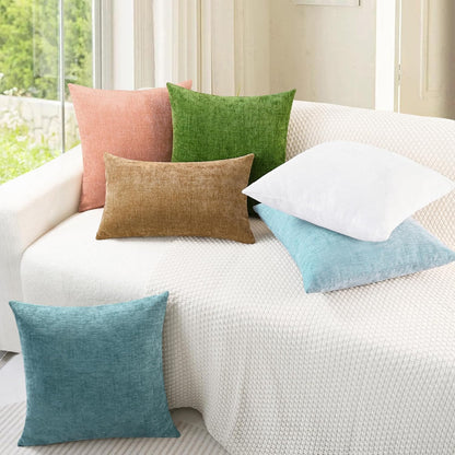 CaliTime Throw Pillow Covers Decorative 18 X 18 Inches Pack of 2 Cozy Chenille Cushion Cases for