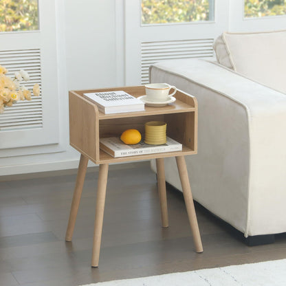 MaxSmeo Nightstand, Mid Century Modern Side Table Bedroom with Storage, Small End Bedside Table