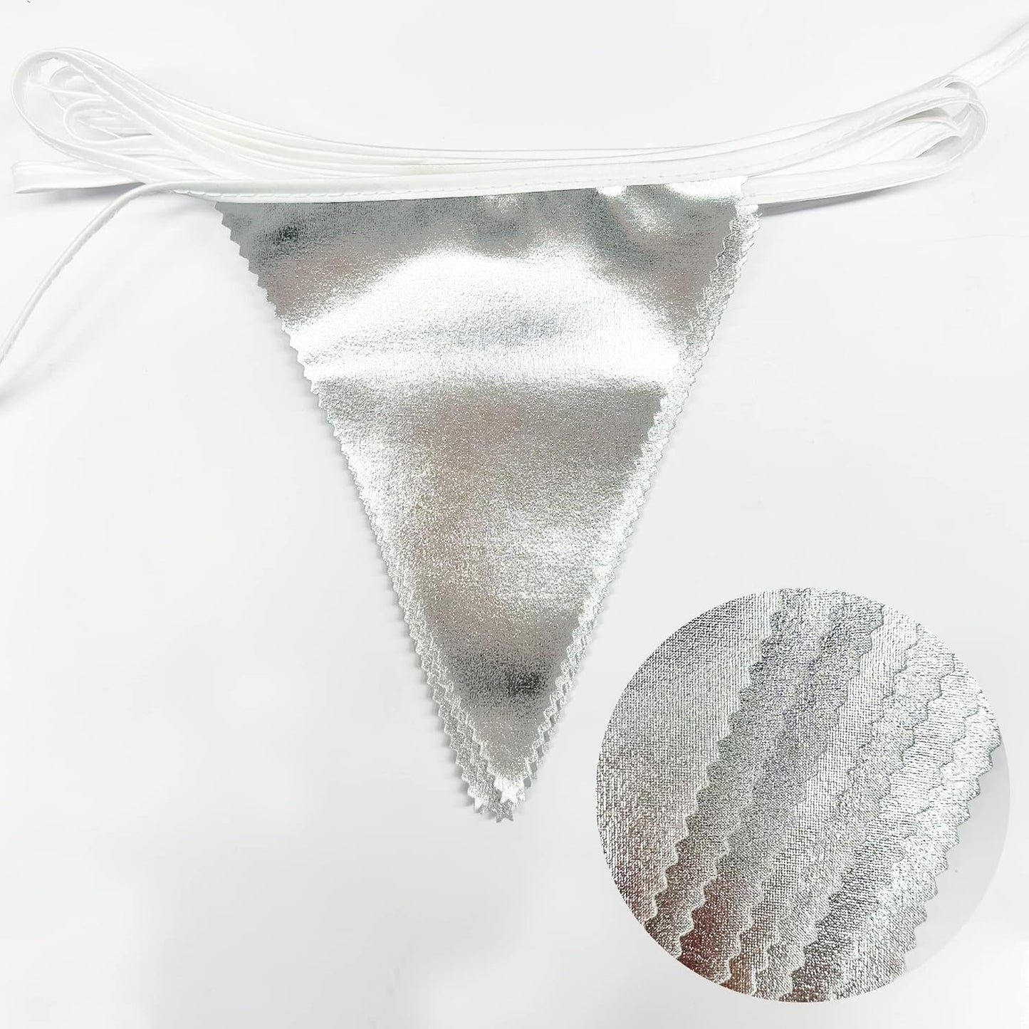 Silver Party Decorations Metallic Fabric Triangle Pennant Banner Silver Flag Bunting Garland for
