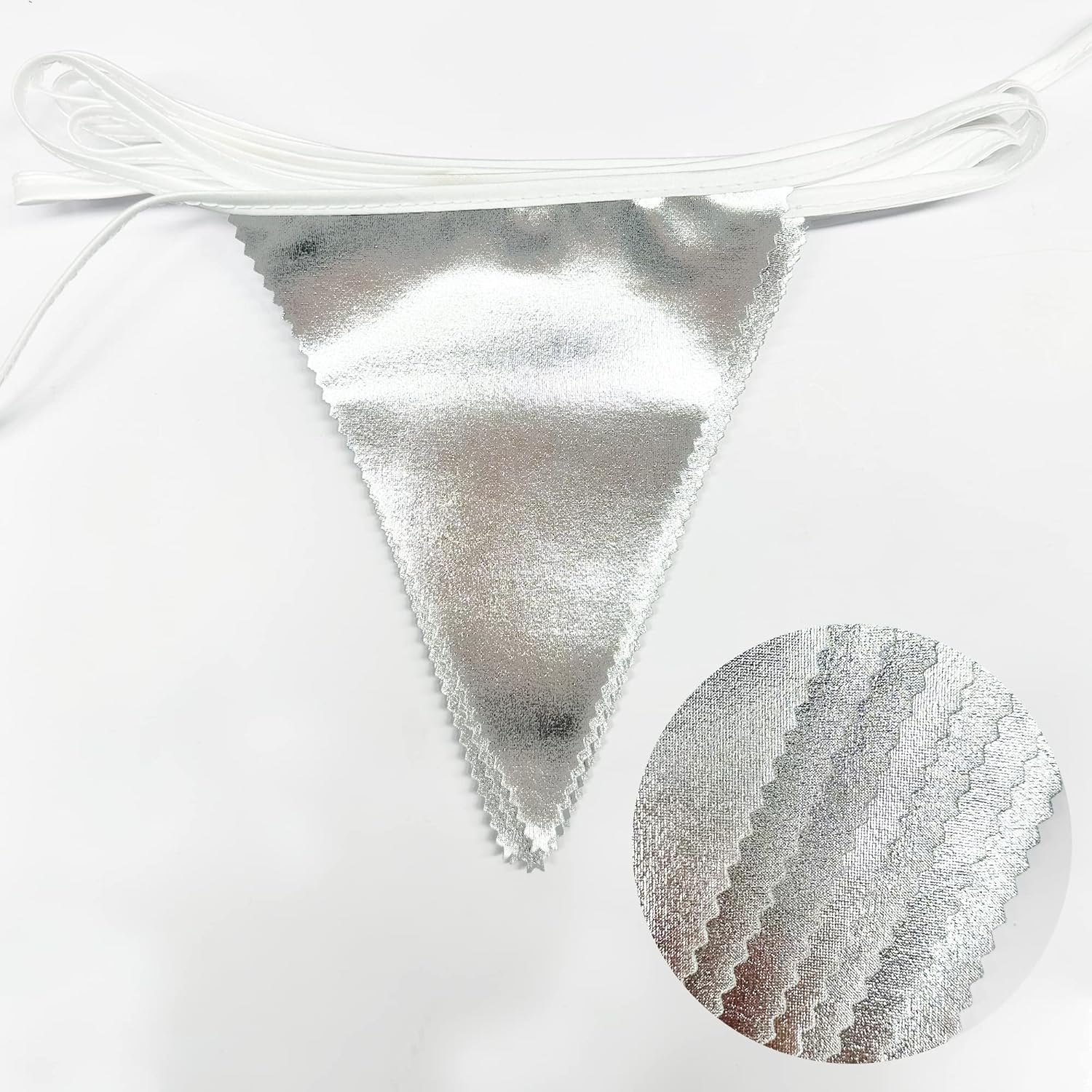 Silver Party Decorations Metallic Fabric Triangle Pennant Banner Silver Flag Bunting Garland for