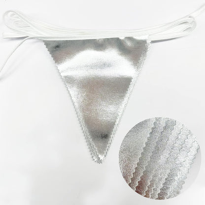 Silver Party Decorations Metallic Fabric Triangle Pennant Banner Silver Flag Bunting Garland for