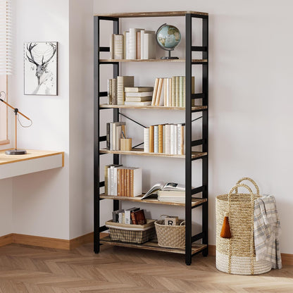 IRONCK Bookshelf, 31.5in Wide Shelf 6 Tier Bookcase, 110lbs/shelf Vintage Industrial Style