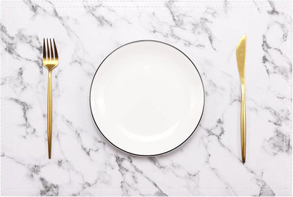 Marble Faux Leather PU Placemats, Set of 6, Easy to Clean, Heat & Stain Resistant for Dining