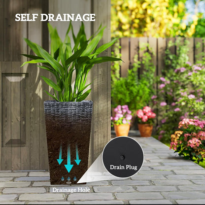 Outsunny Tall Planters for Outdoor Plants Set of 3, 24 in Taper Planters with Drainage Holes
