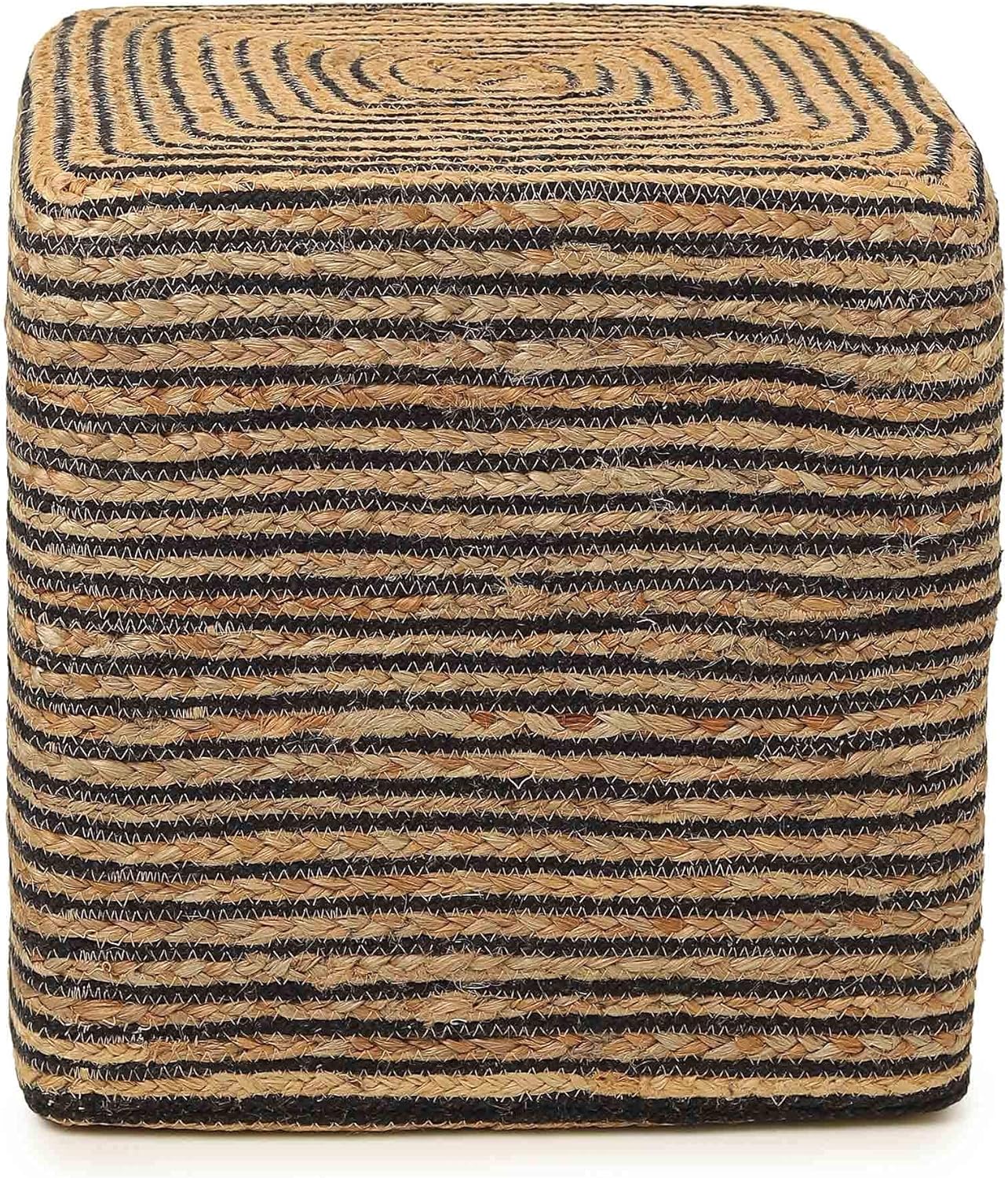 REDEARTH · Cube Pouf Foot Stool Ottoman - Jute Braided Pouffe Poof Accent Sitting Footrest for The