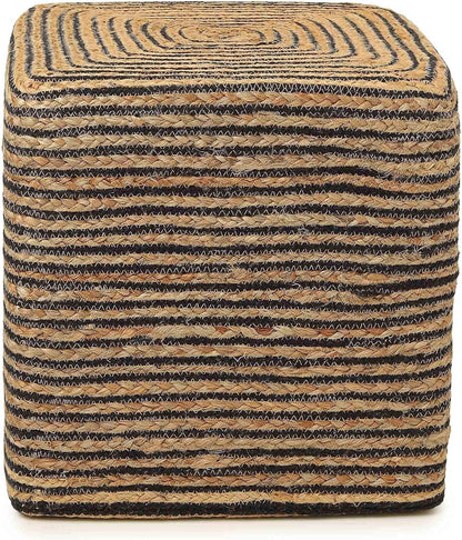 REDEARTH · Cube Pouf Foot Stool Ottoman - Jute Braided Pouffe Poof Accent Sitting Footrest for The