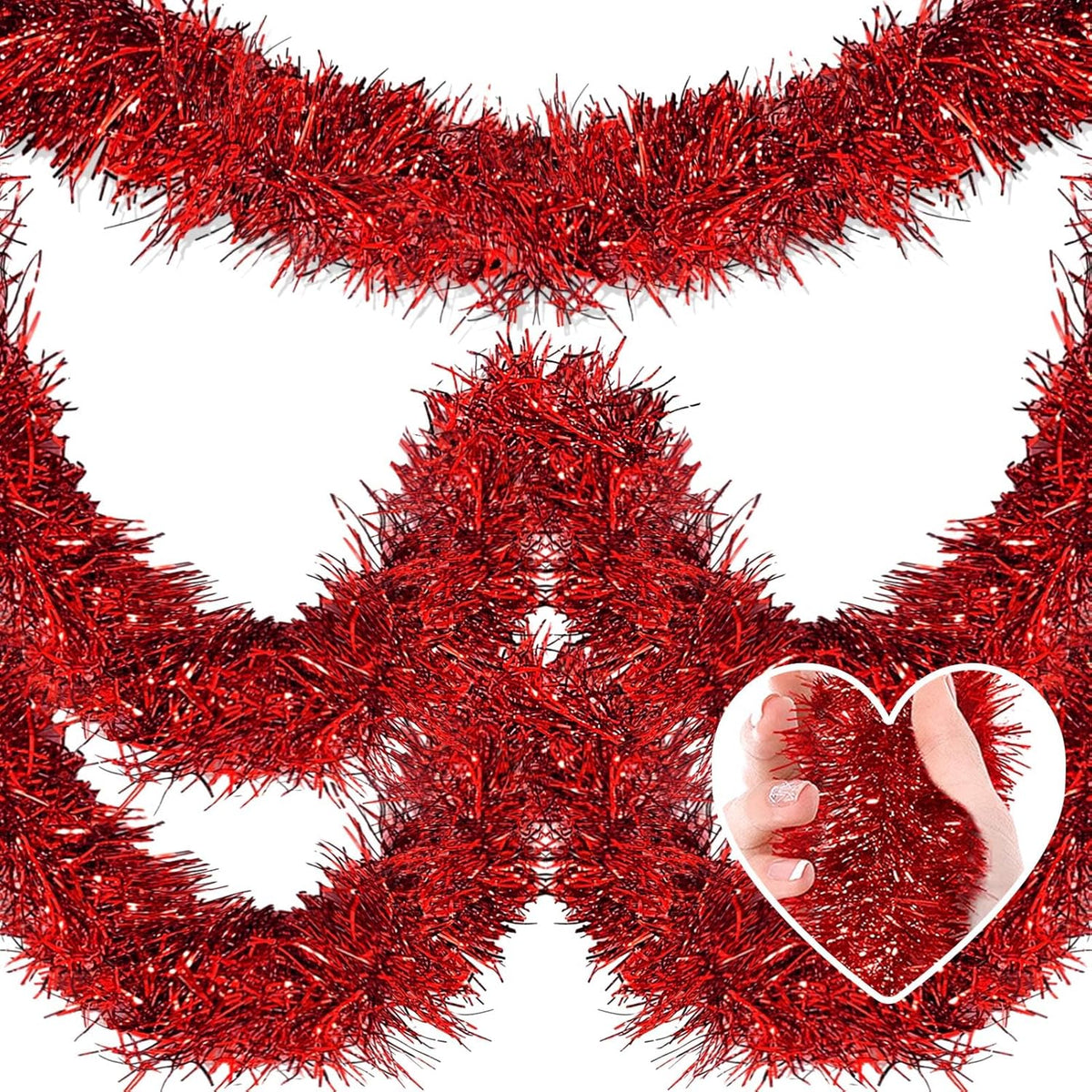 25 Feet Metallic Twist Tinsel Garland - Wall Hanging Backdrop for Parade Floats, Christmas Eve, New