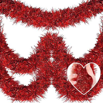 25 Feet Metallic Twist Tinsel Garland - Wall Hanging Backdrop for Parade Floats, Christmas Eve, New
