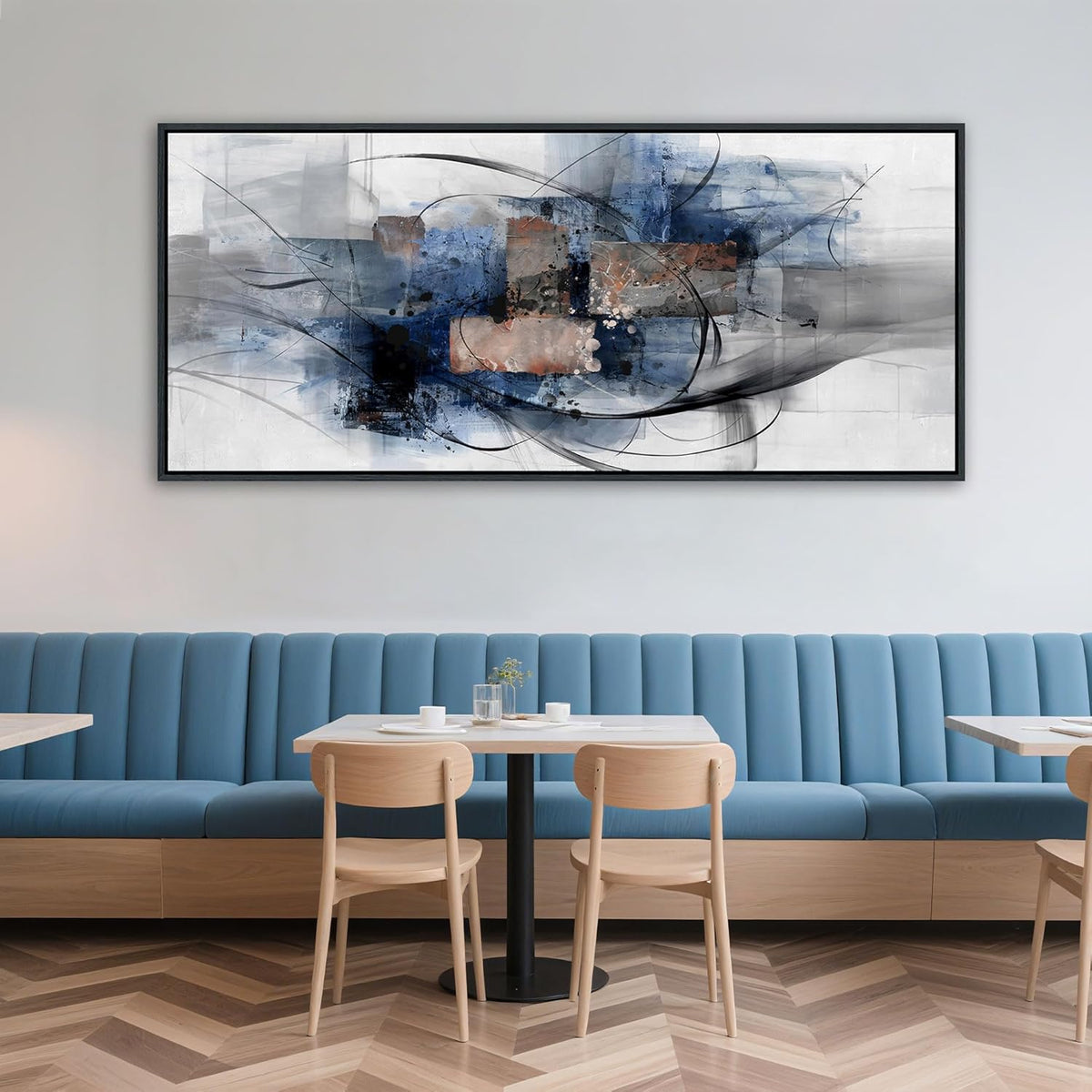 Mofutinpo Black and Blue Wall Art - Abstract Canvas Wall Art for Living Room, Bedroom, Office