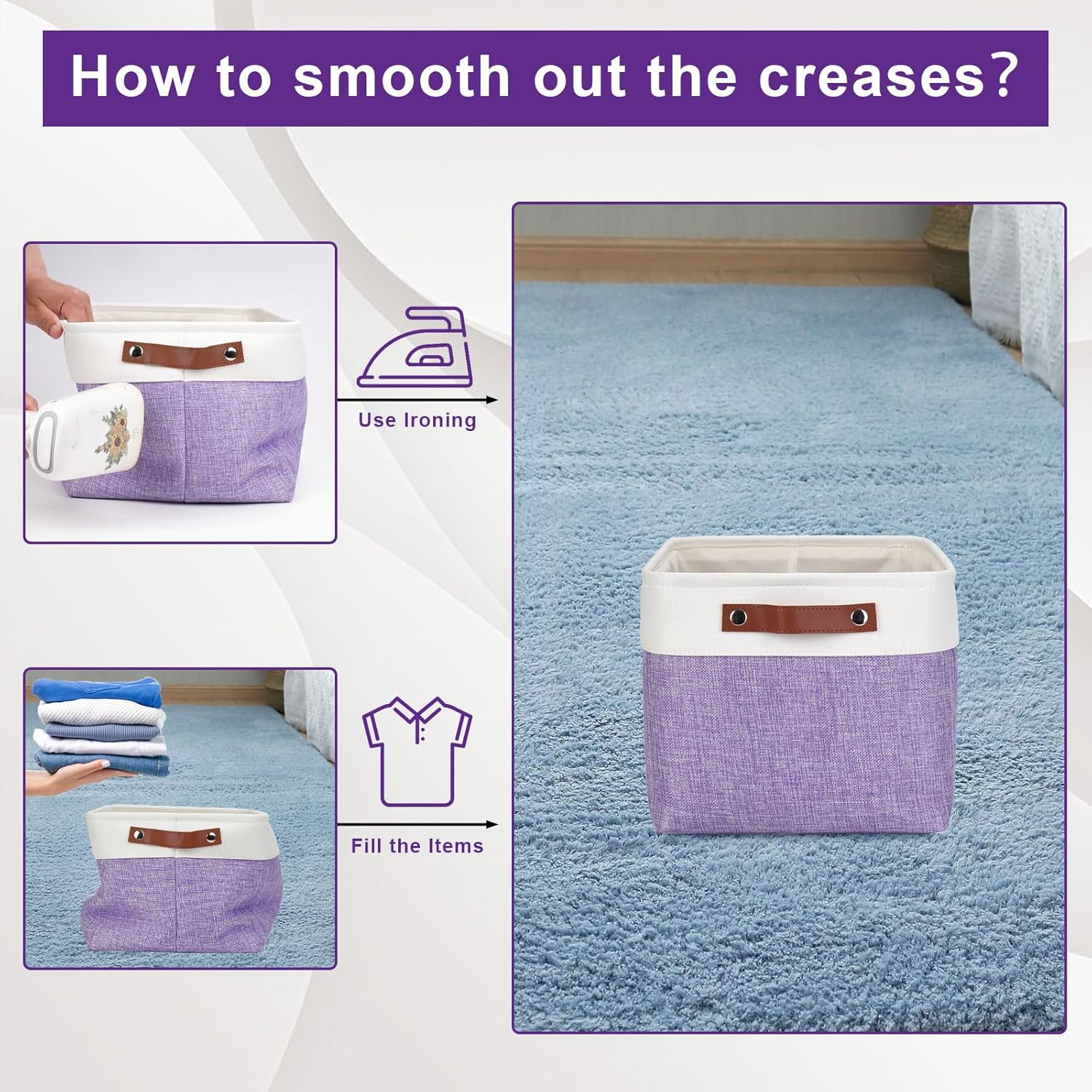 Storage Bins Large Fabric Storage Baskets for Shelves 3 Pack, Decorative Linen Closet Baskets with