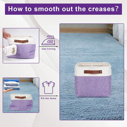 Storage Bins Large Fabric Storage Baskets for Shelves 3 Pack, Decorative Linen Closet Baskets with