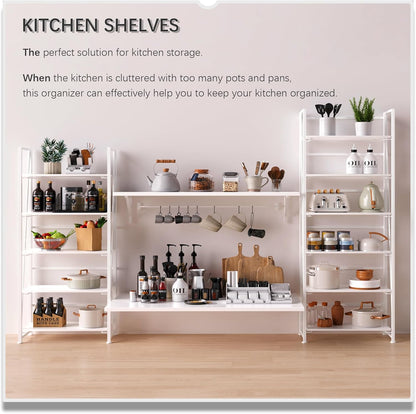 4NM No Assembly Foldable Bookshelf, 6-Shelf Collapsible Bookcase Storage for Small Spaces, 74" H