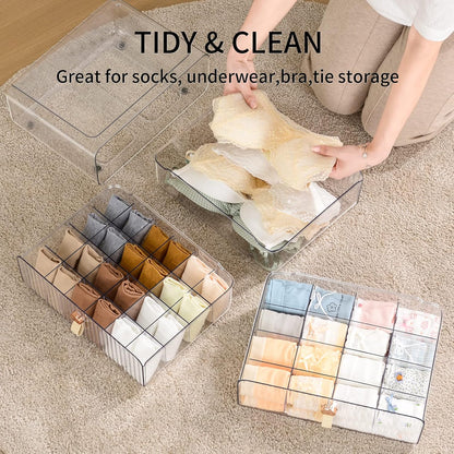 Underwear Drawer Organizer, Stackable Bra Organizer for Closet, 1 Cell Bra Storage, Sock and