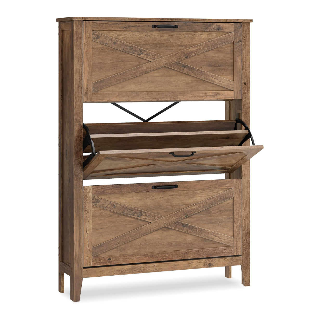 VASAGLE LIRY Collection - Shoe Storage Cabinet Organizer with 3 Flip Drawers, Freestanding Narrow